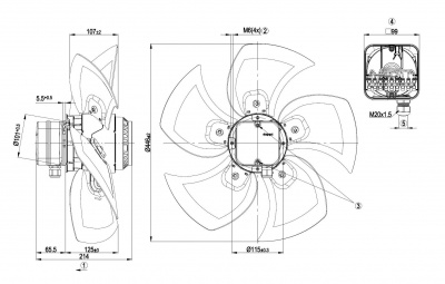 Вентилятор осевой ebmpapst A4D450BG1451 Вентилятор осевой ebmpapst A4D450BG1451